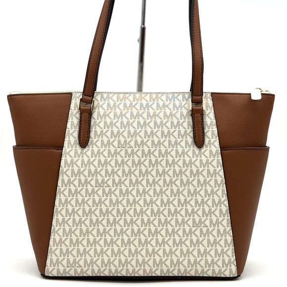 Michael Kors Large Charlotte Tote Bag Vanilla/Brown - Picture 5 of 10